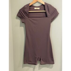 Qinsen Women's Square Neck Bodysuit Romper Activewear‎ Jumpsuit